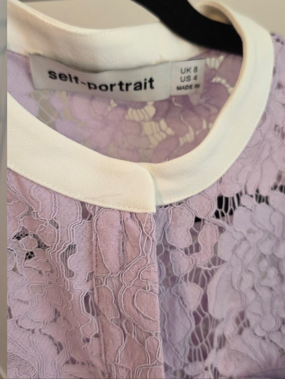 SELF-PORTRAIT Lilac Lace Button Front Midi Dress Size 4 - Picture 9 of 9